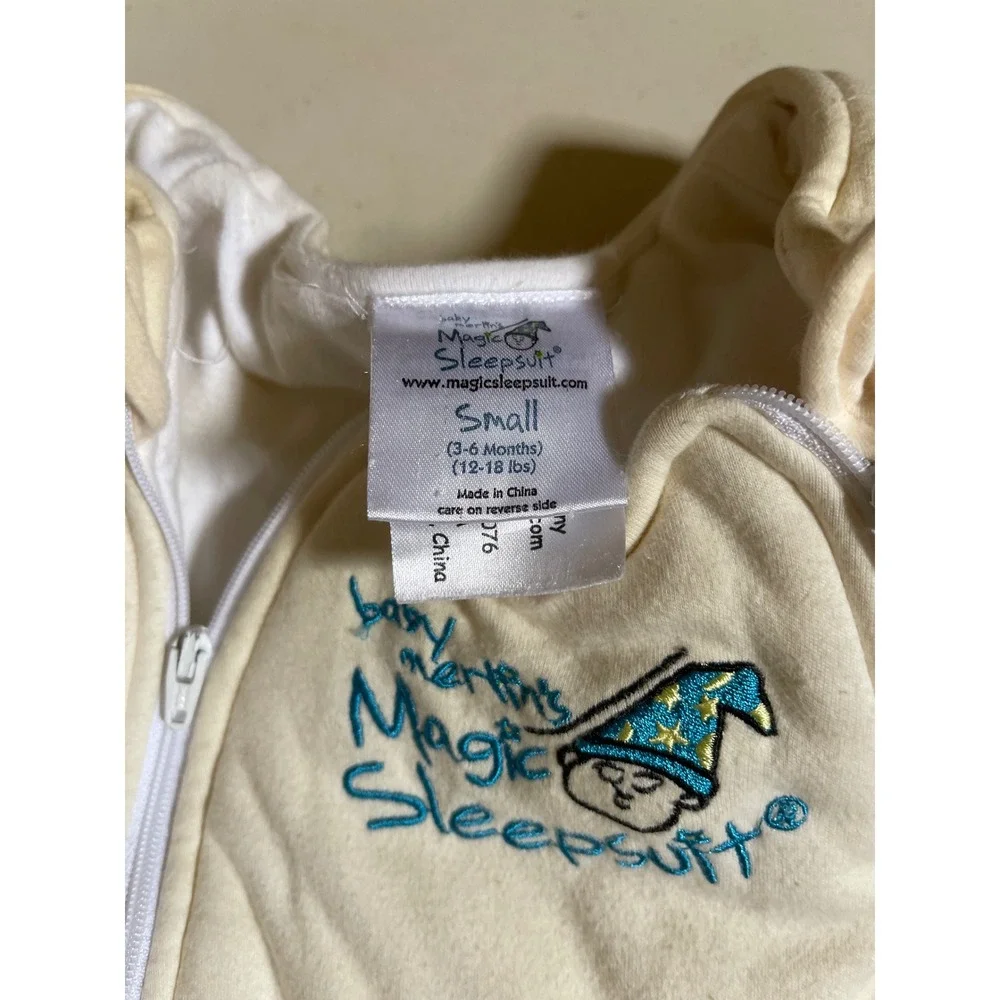 Baby Merlin Magic Sleepsuit Small 3-6 Months 12-18 lbs Cream Cotton Transition